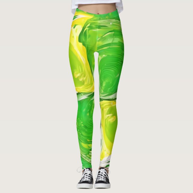 Legging Espiral do verde limão (Frente)