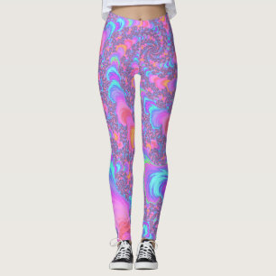 Legging Espiral Fractal Fractal e Fluorescente Colorida