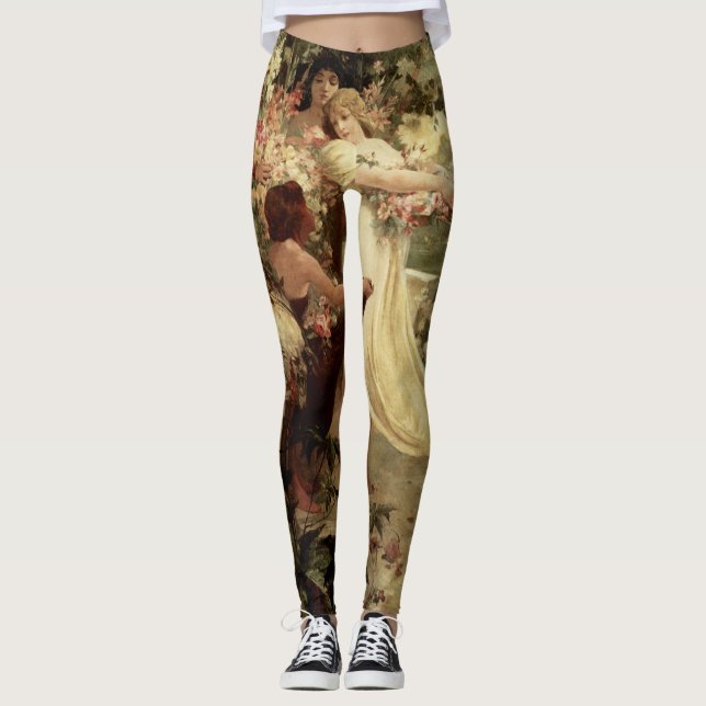 Legging Espírito De Primavera por Alphonse Mucha (Frente)