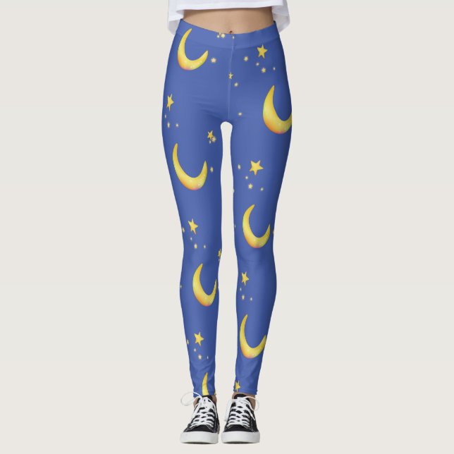 Legging Espírito personalizável das estrelas da lua cresce (Frente)
