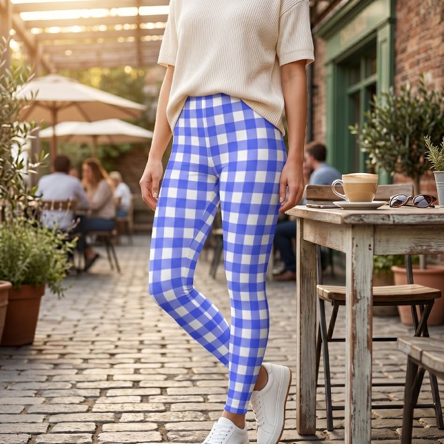 Legging Esporte Retro Chic Xadrez Azul (Criador carregado)