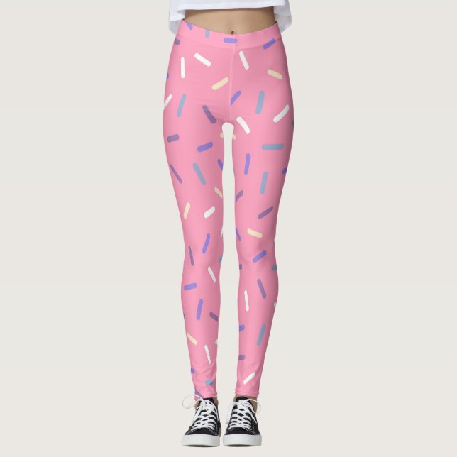 Legging Esprinkles cor-de-rosa e arco-íris confete diverti (Frente)