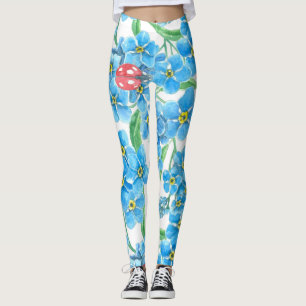 Legging Esquece-me de um padrão floral intransigente