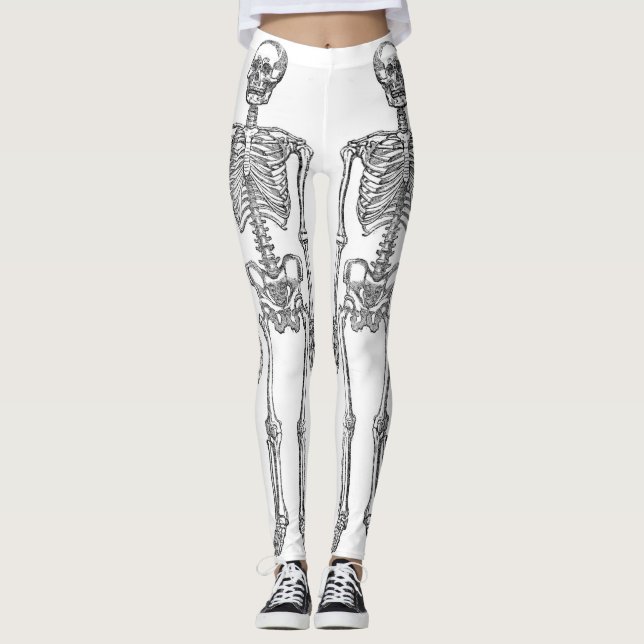 Legging Esqueletos Humanos Duplos Pretos (Frente)