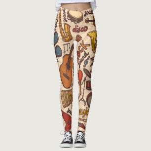 Legging Esquema Musical: Vintage Colorida Sem Olho.