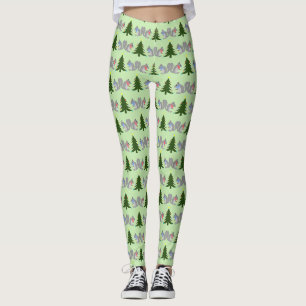 Legging Esquilos Decorantes de Árvore de Natal Padrão