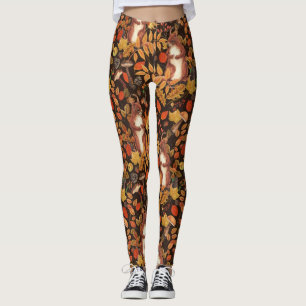 Legging Esquilos e flora autóctones em castanho escuro