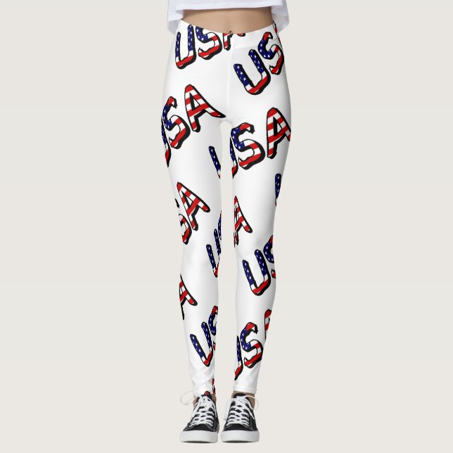 Legging Estados Unidos sobrepostos na lição de bandeira do (Frente)