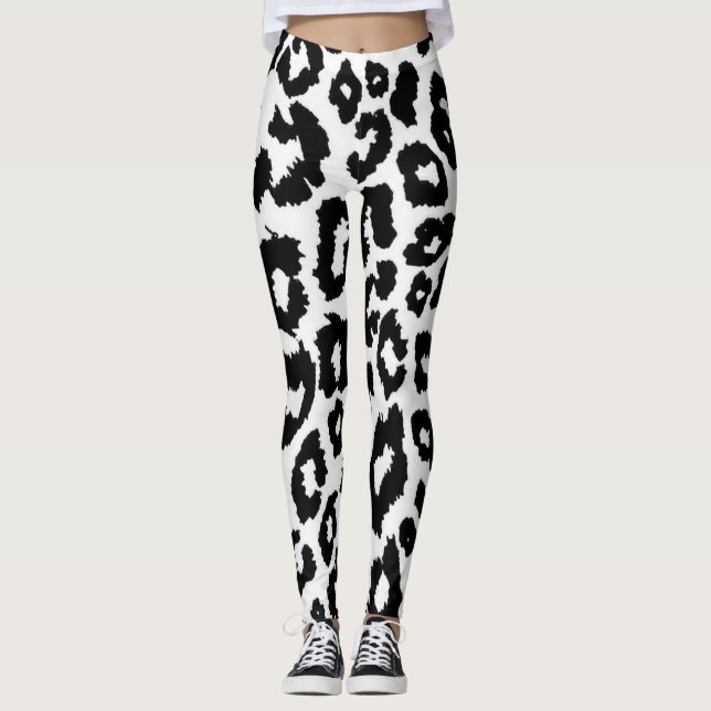 Legging Estampa Animal Leopardo Preto e Branco (Frente)