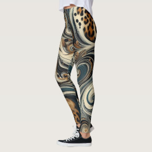 Legging Estampa de leopardo abstrata em espiral