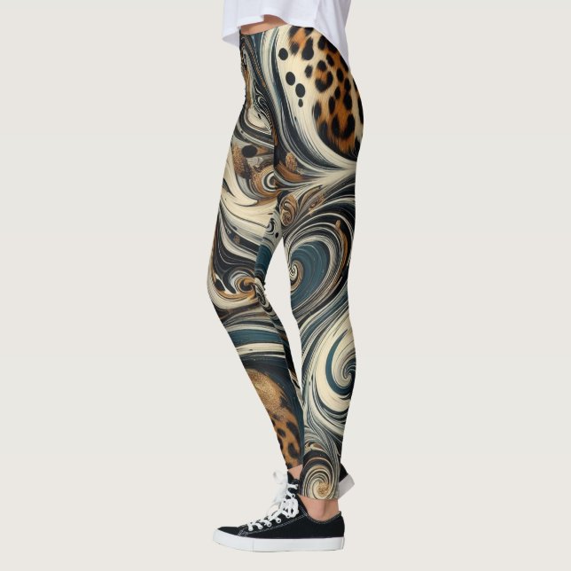 Legging Estampa de leopardo abstrata em espiral (Esquerda)