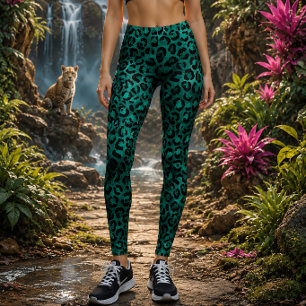 Legging Estampa de leopardo em azul turquesa metálico vibr