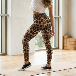 Legging Estampa de pele de leopardo marrom de pele de anim
