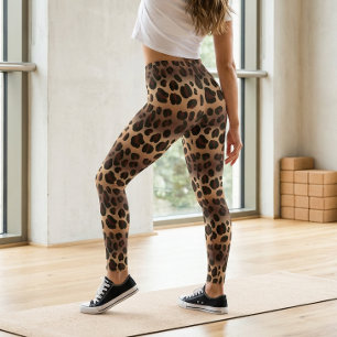 Legging Estampa de pele de leopardo marrom de pele de anim