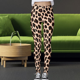 Legging Estampa de Pele de Leopardo Preta Bege Branca Safa
