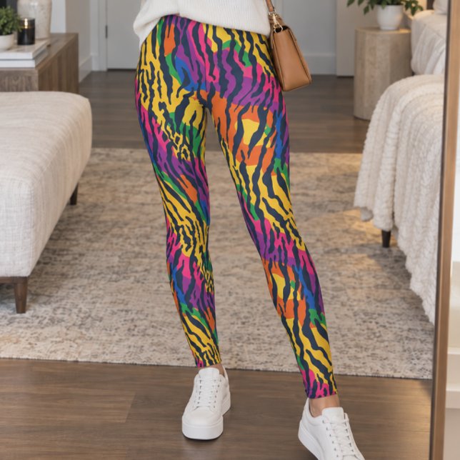 Legging Estampa de Zebra Arco-íris (Criador carregado)