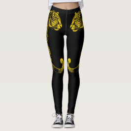 Legging Estampa divertida de leopardo dourado padrão Safar