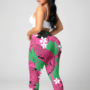 Legging Estampa Ousada de Leopardo Rosa Vibrante na Selva