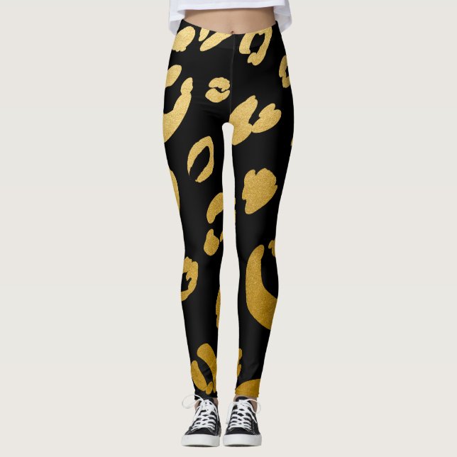 Legging Estampa Selvagem de Leopardo Guepardo Chic em Dour (Frente)