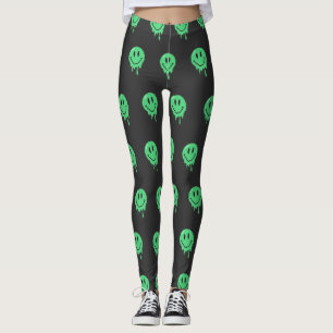 Legging Estética de Rosto Sorridente Verde Derretido Tripp