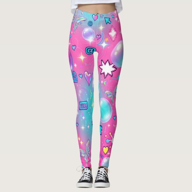 Legging Estética Y2K Padrão Retrô Perfeito (Frente)