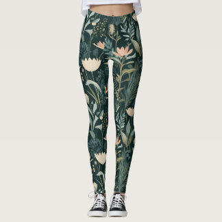 Legging Estético Escuro Salvia & Floral Ilustrativo Pa