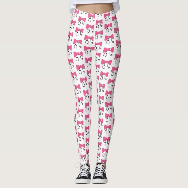 Legging Estetoscópio Arco Rosa & Branco Médico (Frente)