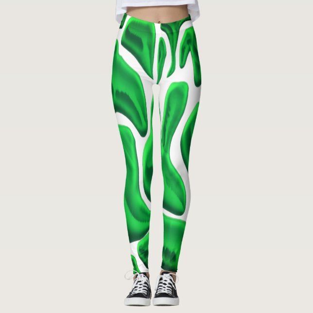 Legging estilo abstrato combinado com arte digital em verd (Frente)