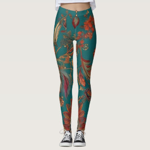 Legging Estilo Boêmio com Estampa de Esmeralda e Rubi em P