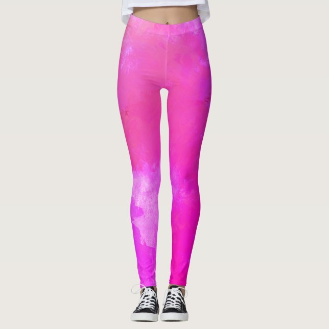 Legging Estilo de Abstrato Rosa Quente (Frente)