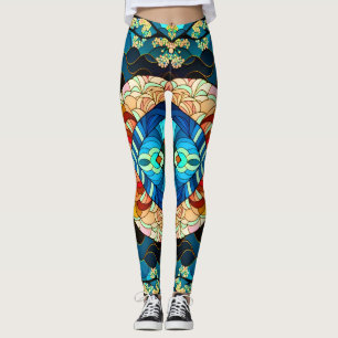 LEGGING ESTILO DE ARTE JAPONÊS FLORESTA SIMÉTRICA