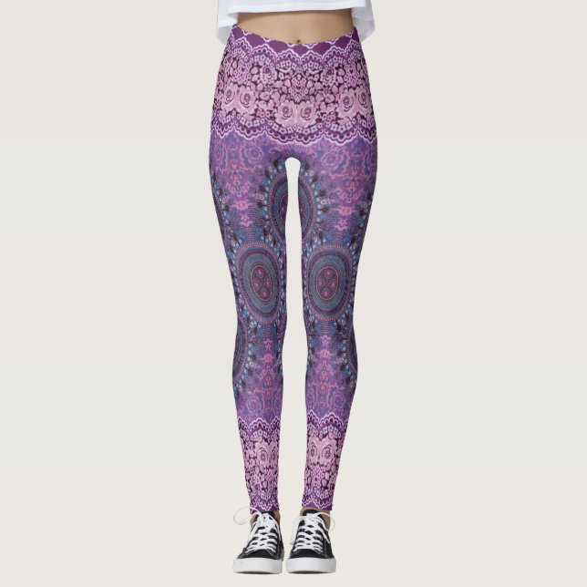 Legging Estilo de Boho Roxo (Frente)