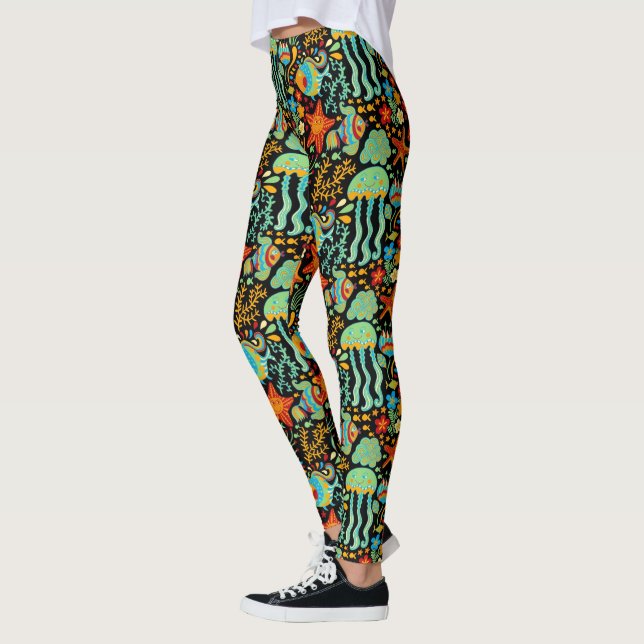 Legging Estilo de Cartoon de Vida Aquática (Esquerda)