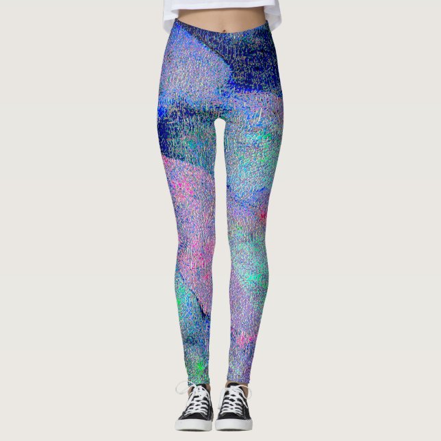 Legging Estilo de couro rugoso com tinta vestida, tons azu (Frente)