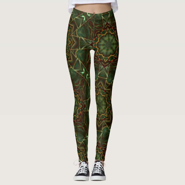 Legging Estilo de engrenagens caleidoscópicas azul-acastan (Frente)