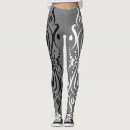 Legging Estilo de Harlequin Abstrato branco e preto elegan