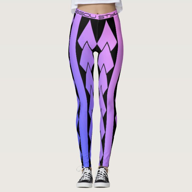Legging Estilo de legenda violeta desgradé tribal (Frente)