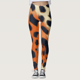 Legging Estilo de leopardo preto e laranja animalador
