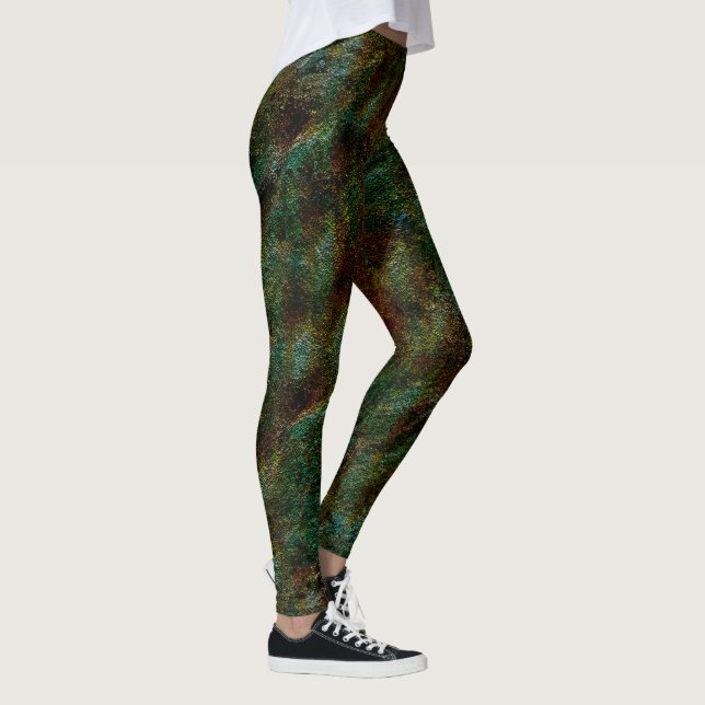 Legging Estilo de parede escondido de verde e coral (Direita)