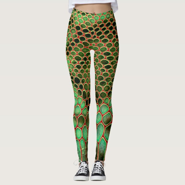 Legging Estilo de Serpentina: Fundo Exótico da Pele (Frente)