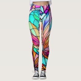 Legging Estilo de Vidro Obtido por Aquarela Abstrato Geomé