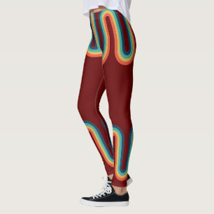 Legging Estilo de Vintagem da Faixa Retroativa do Arco-Íri