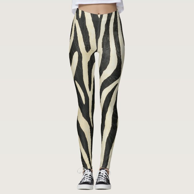 Legging Estilo de zebra de textura contínua do animalador (Frente)