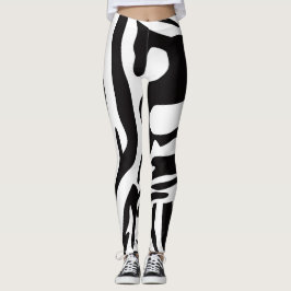 Legging Estilo de zebra preto e branco animador