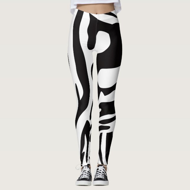 Legging Estilo de zebra preto e branco animador (Frente)