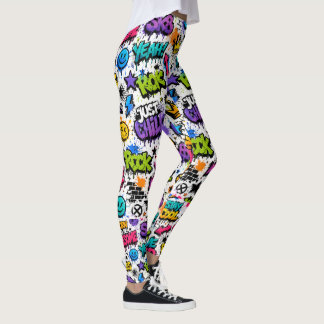 Legging Estilo divertido de Hip Hop Impressão Colorida de