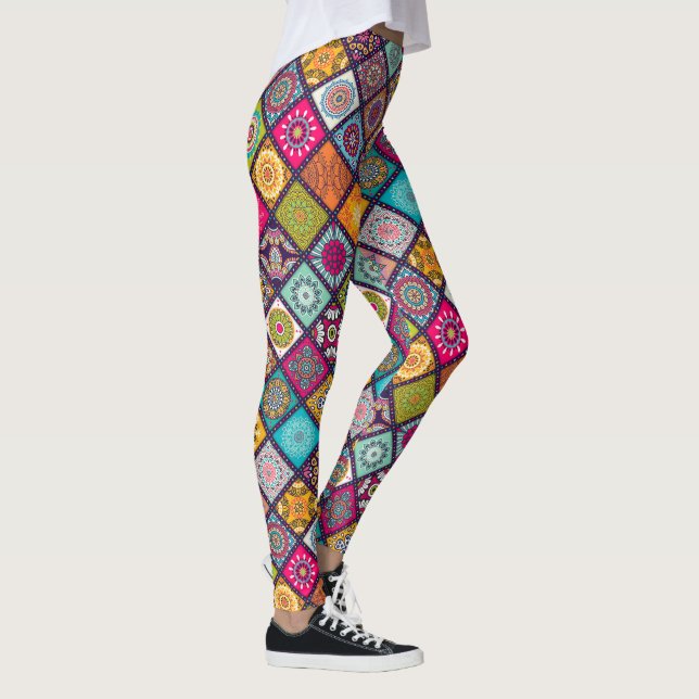 Legging Estilo étnico colorido do mandala marroquino (Direita)