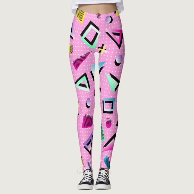Legging Estilo geométrico bonito cor-de-rosa dos 80 (Frente)
