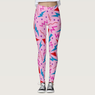 Legging Estilo geométrico Memphis anos 80 90 rosa