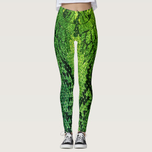 Legging Estilo legging. da pele de cobra verde
